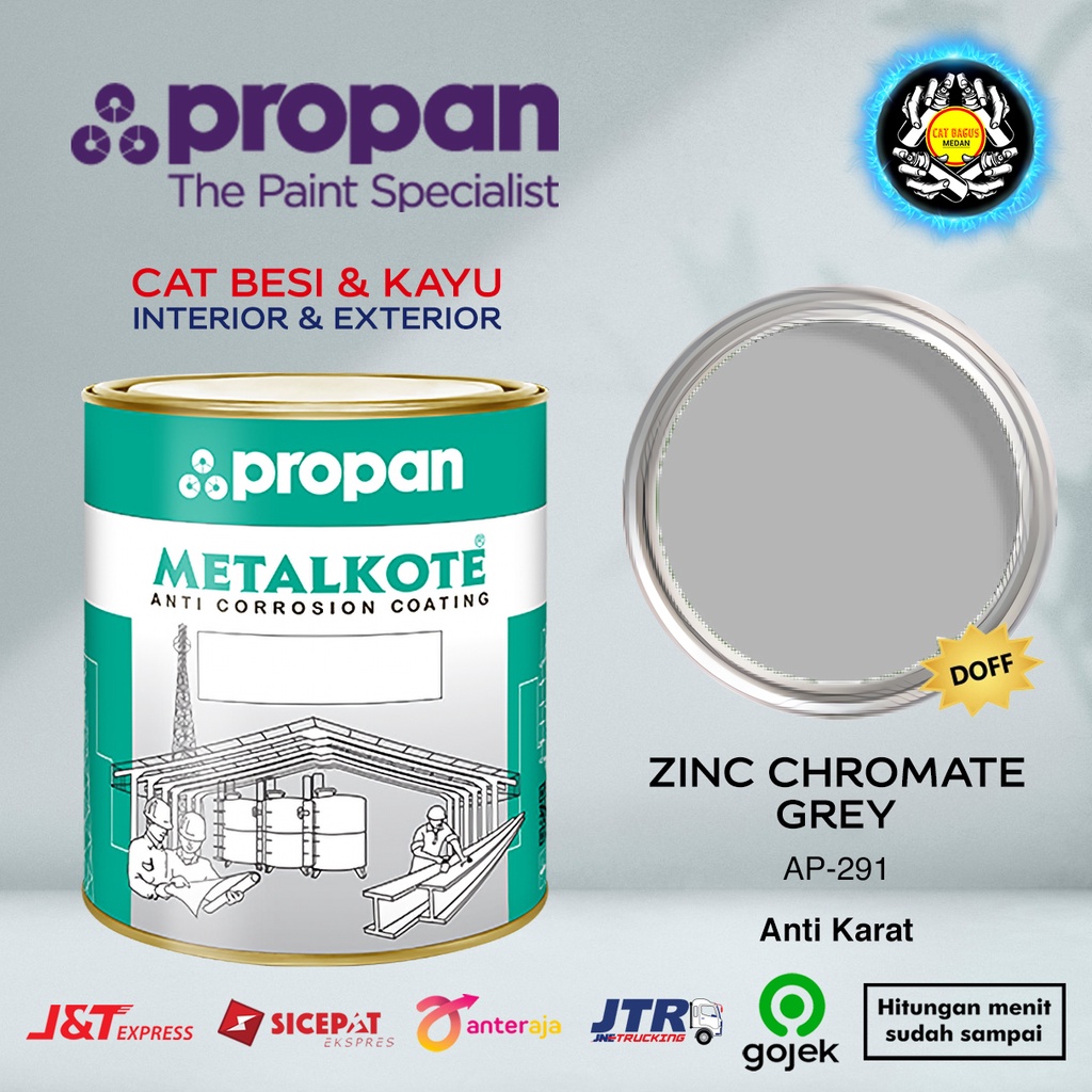 CAT MINYAK KAYU DAN BESI PROPAN METALKOTE ALKYD PRIMER 1 KG AP-291 ZINC CHROMATE GREY ABU MUDA DOFF 