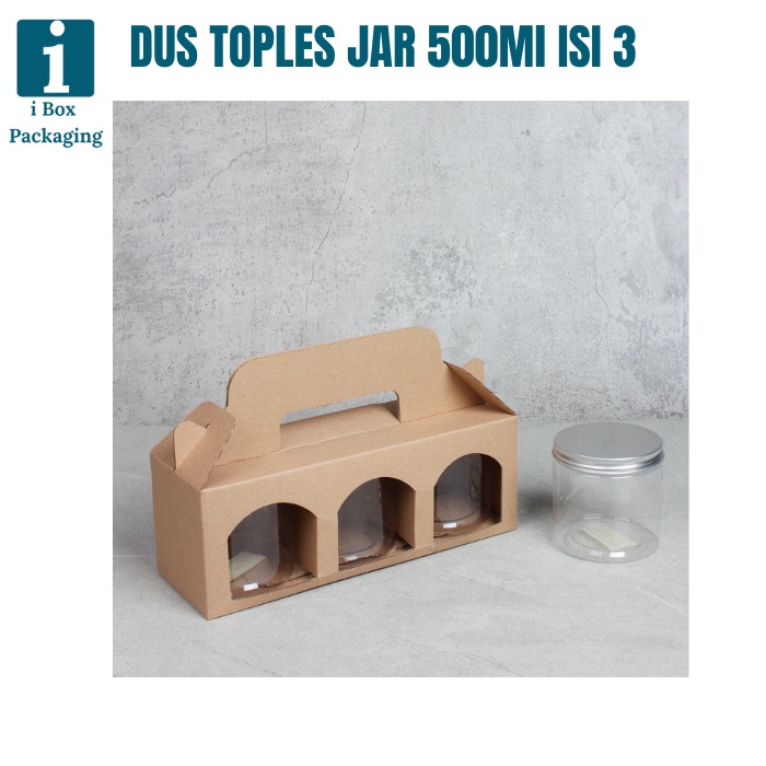 

[ 10pcs ] Box Kardus Jinjing Toples Jar 600ml Isi 3 Dus Tenteng Packaging Hampers Parsel Toples Bulat Hari Raya