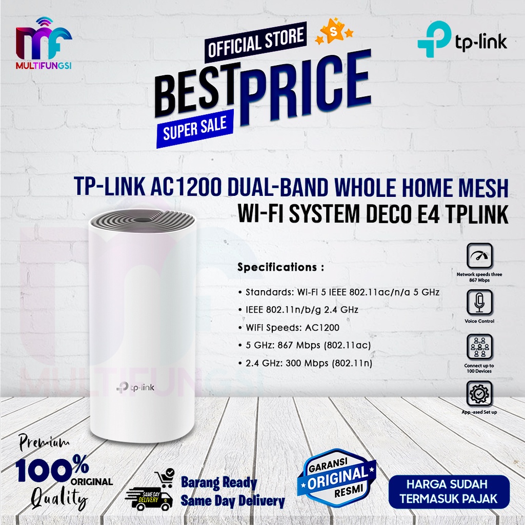 TP-LINK Deco E4 AC1200 Dual-Band Whole Home Mesh Wi-Fi System TPLINK