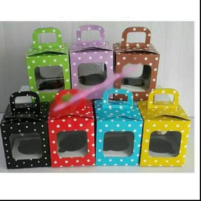 

W22 Box Cupcake Polkadot - Dus Cupcake - Box Muffin READY STOCK ユ