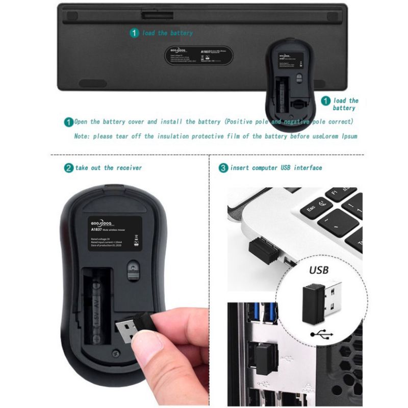 Goojodoq Langtu LT400 Keyboard + Mouse Wireless Combo 2.4g Retro Mute Keyboard