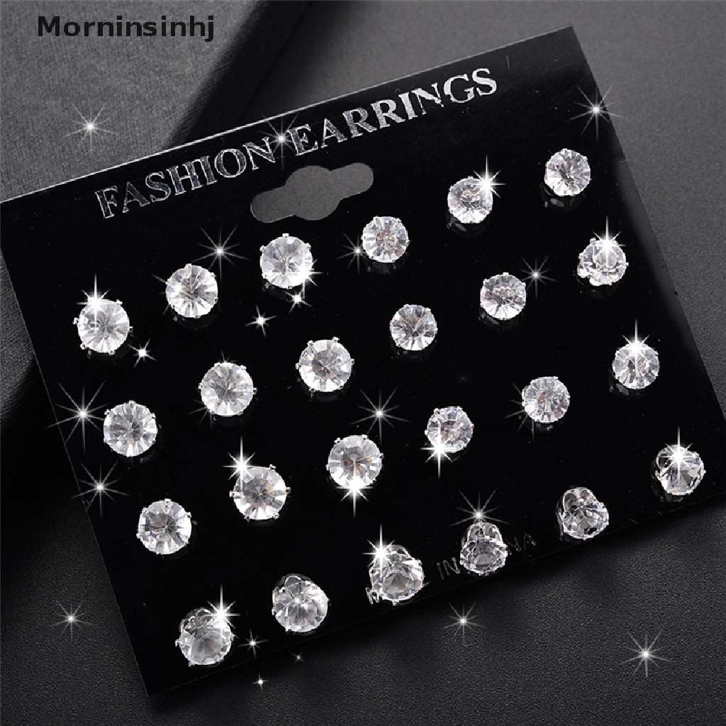 Mornin 6/12pasang Kristal Berlian Imitasi Ear Stud Earrings Anting Pernikahan Perhiasan Hadiah id