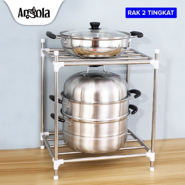 Jual Angola Rak Dapur E15/E26 Rak Kamar Mandi Tempat Panci Rak Peralatan - 2 tingkat Murah