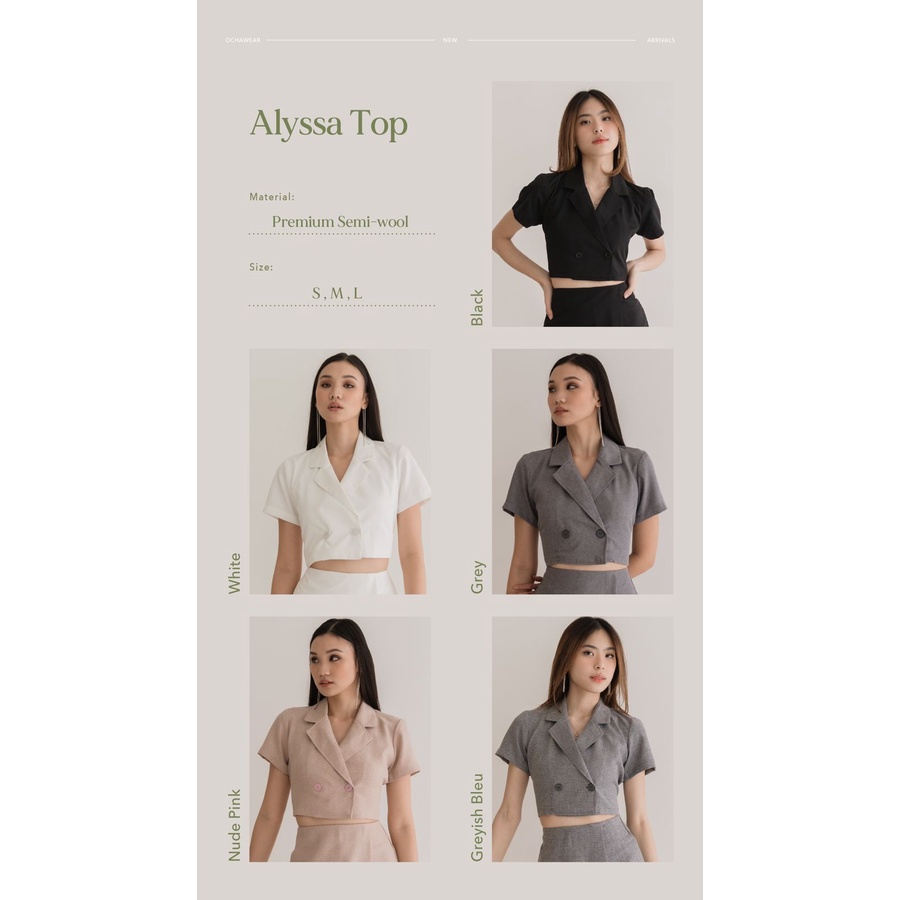 Alyssa Top -- Ocha Wear Atasan Kemeja Wanita | Crop Top Tweed Murah Premium Berkualitas