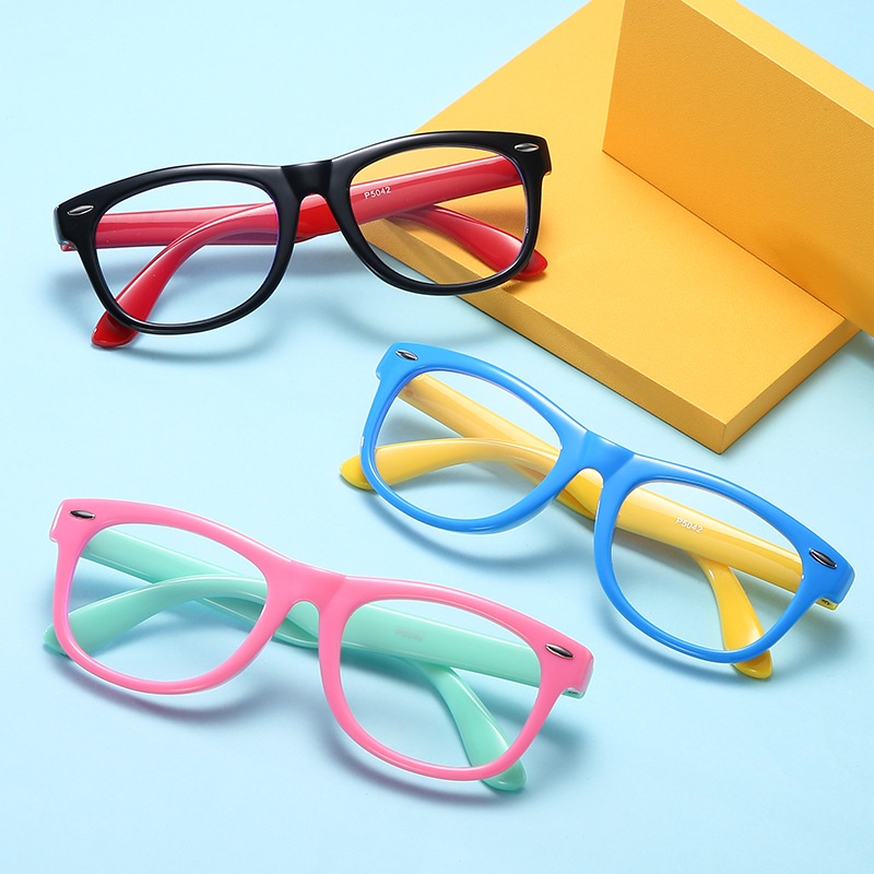 (YUZHU) Kacamata Bulat Warna Permen Fashion Korea Untuk Anak-Anak Fleksibel Silikon Anti Blue Light Eyeglasses