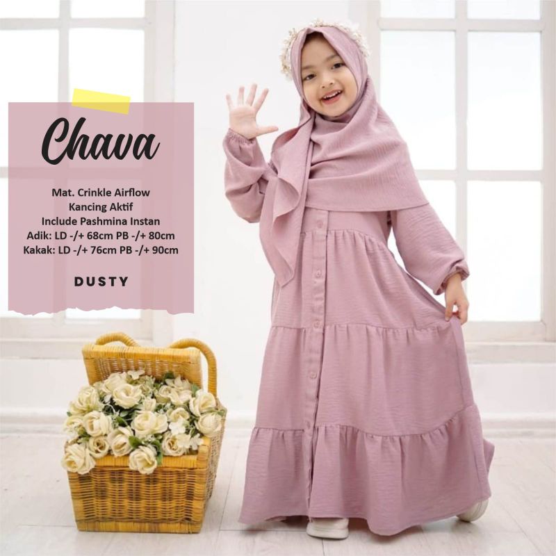 CHAVA DRES KIDS BAJU MUSLIM ANAK PEREMPUAN