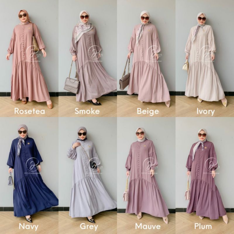 DYN Alma Dress Gamis Kondangan Qibota Murah Kekinian