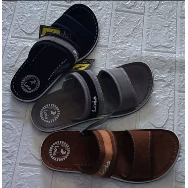 sendal pria Louis/sendal slop pria terbaru/sendal slop trend kekinian/sendal selop kulit sintetis te