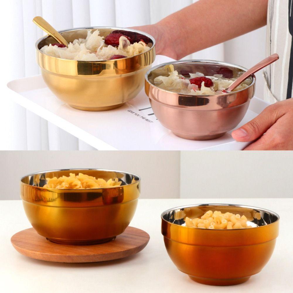 Solighter Rice Bowl Dapur Double Layer Non Slip Peredam Panas