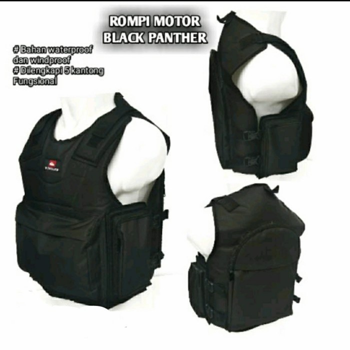 Rompi Rompi Motor Anti Angin Bahan Waterproof Black Panther Bikers Touring