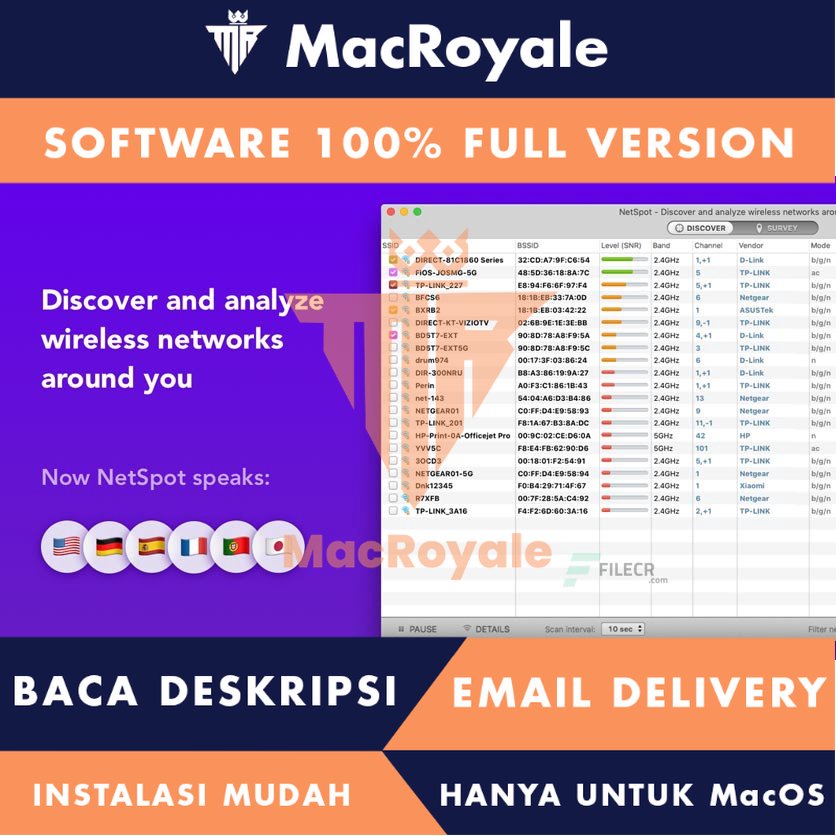 [MacOS] NetSpot PRO WiFi Reporter Full Version Lifetime Full Garansi