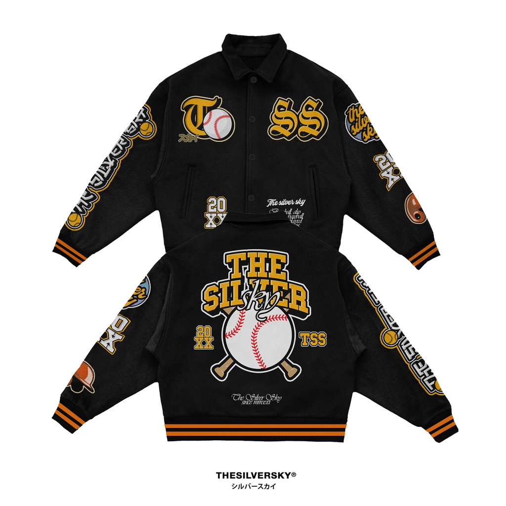 Thesilversky Tokyo Baseball Premium Varsity Jacket | Full Bordir Embroidery