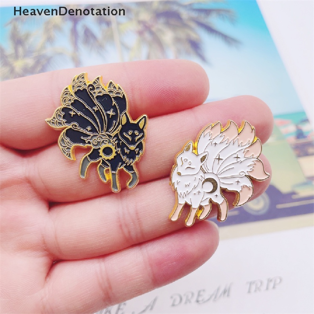 [HeavenDenotation] Kartun Hewan Lucu Enamel Pin Hitam Putih Fox Bros Pin Lencana Baju Tas Aksesoris Wanita Perhiasan Hadiah HDV