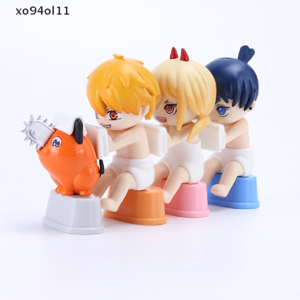 Xo 4Pcs/Set Anime Chain Man Denji Figure Kamar Mandi Gosok Belakang Q Boneka Model Mainan OL