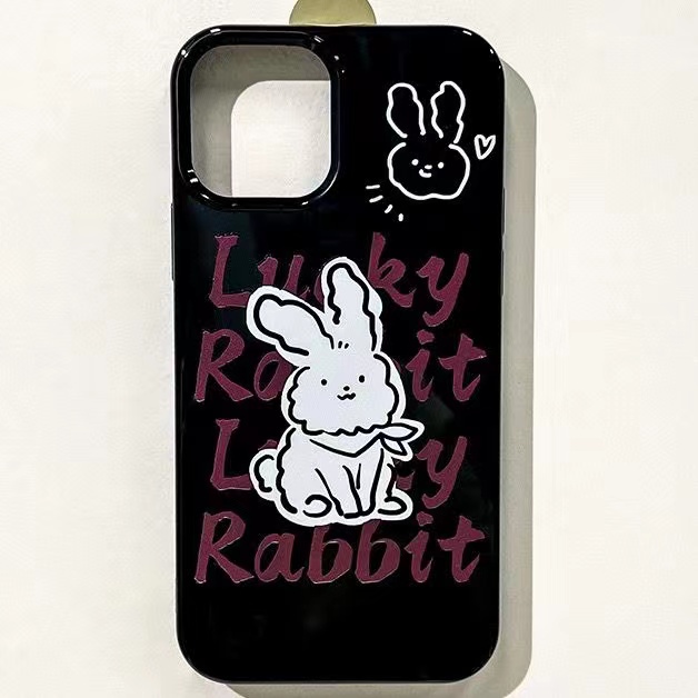 IPHONE Ins Pola Kelinci Cocok Untuk Iphone14 14pro 14plus 13 13mini 13pro 13prm iPhone12 7Plus 8Plus Xr XS 13 12mini Pro Max TPU Empat Sudut Casing Ponsel Tahan Guncangan