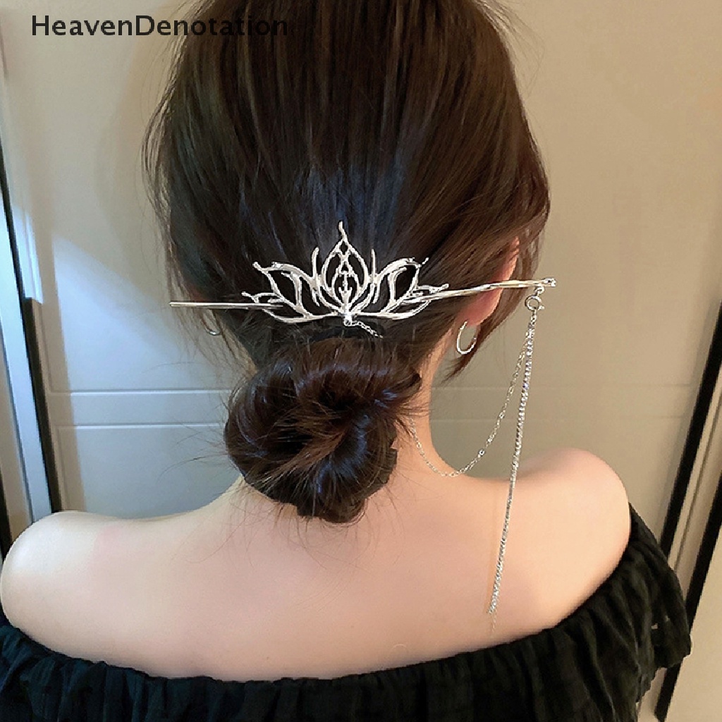 [HeavenDenotation] 1pc Silver Hollow Lotus Rumbai Jepit Rambut Gaya China Hairgrip Peri Rambut Jepit Wanita Hiasan Kepala Aksesoris Rambut HDV