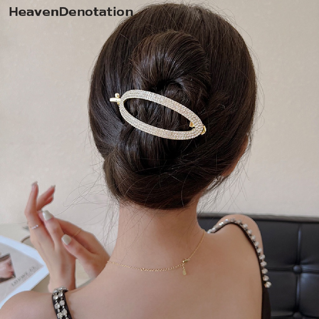 [HeavenDenotation] Fashion Elegan Berlian Imitasi Mengkilap Mutiara Jepit Rambut Wanita Hair Claw Simple Duckbill Hairpin Top Clip Disk Hair Metal Hairgrips Hiasan Kepala Aksesoris Rambut HDV