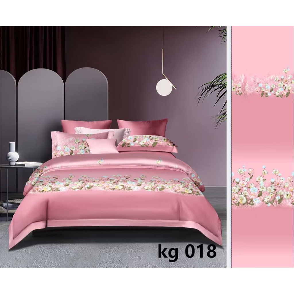 Kain sprei Katun Jepang Bunga Warna Warni Dasar Pink