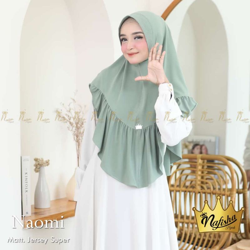 (Ori Nafisha) NAOMI •jilbab instan•hijab instan jersey super•kerudung pet rempel