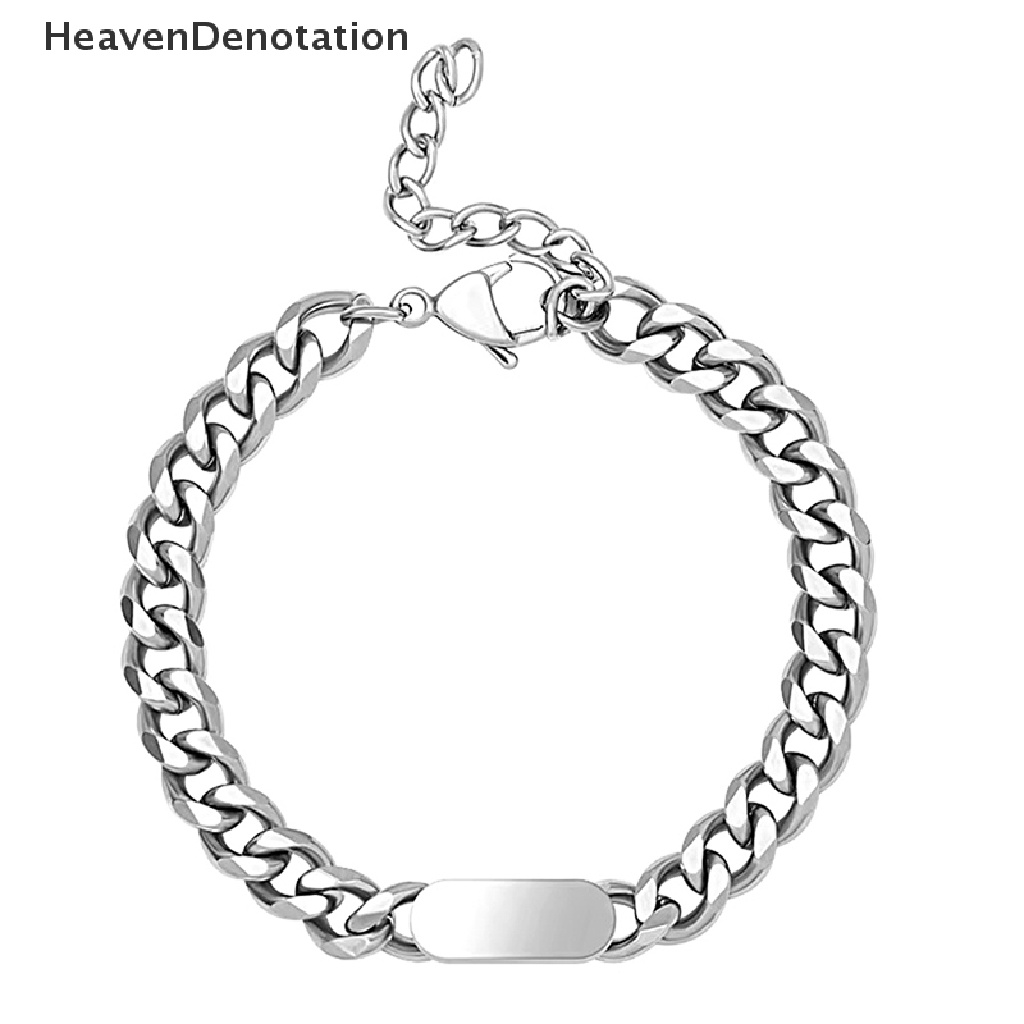 [HeavenDenotation] Minimalis Hip Hop Logam Gelang Untuk Wanita Pria Baja Titanium Liontin Tebal Curb Link Rantai Gelang Bangles Hip Hop Streetwear Fashion Perhiasan HDV