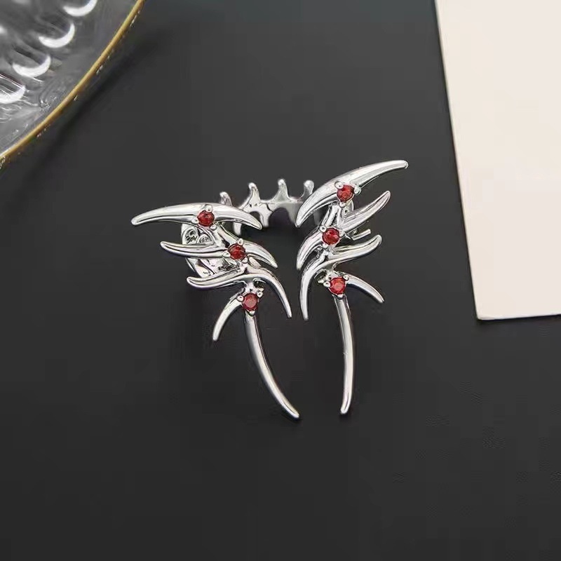 Vintage Blood Butterfly Ring/Cincin Wanita Sederhana Zirkon Pembukaan Adjustable Perhiasan Pesta