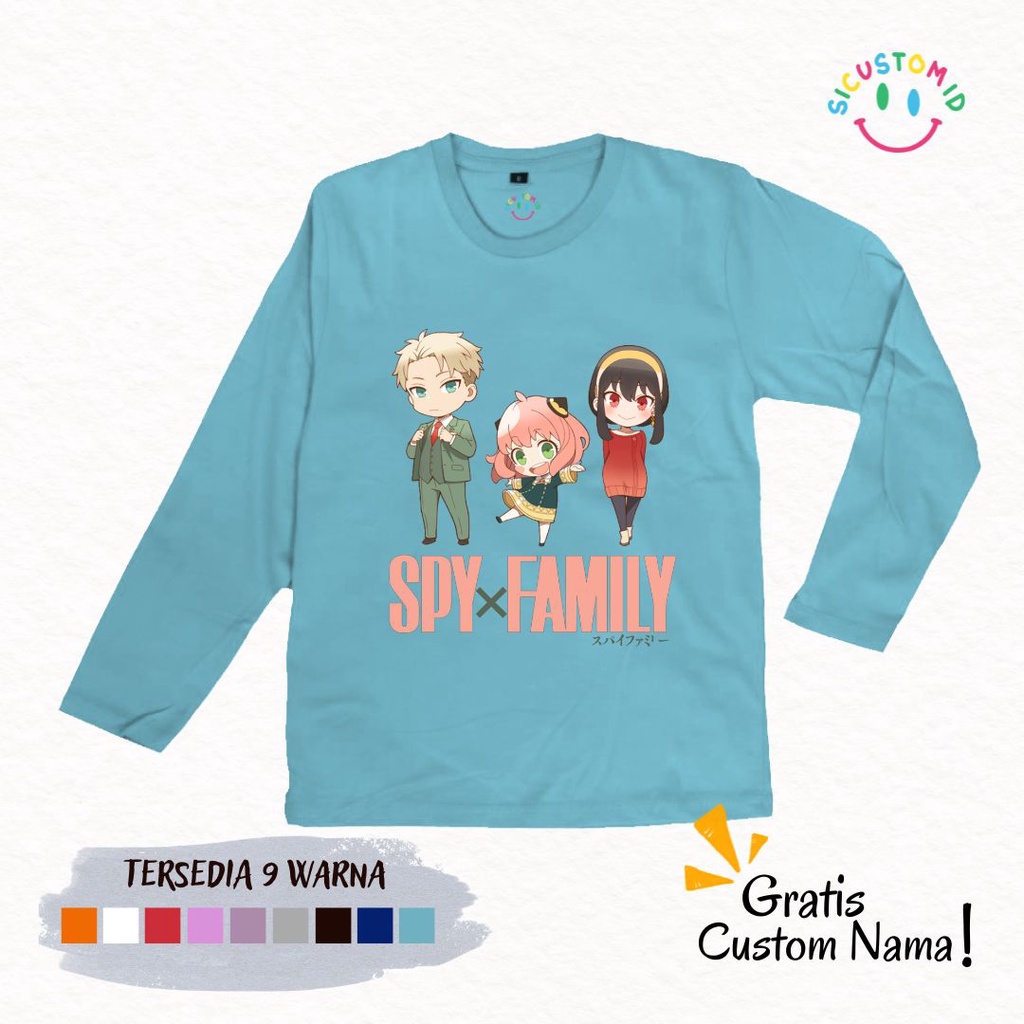 TERLARIS BAJU KAOS ANAK COWOK/CEWEK TANGAN PANJANG CUSTOM NAMA ANIME SPY X FAMILY FORGER