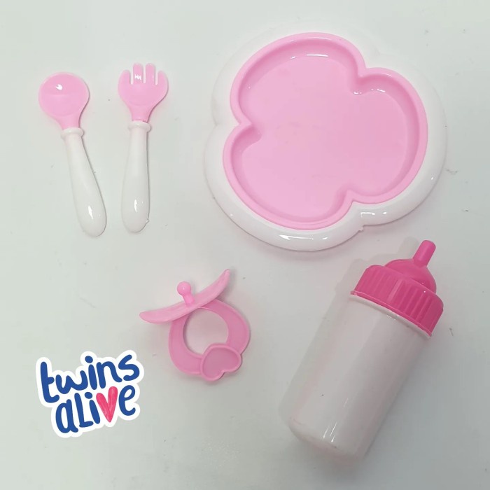 ✨ BISA COD ✨ Ready  5pcs Alat Makan Plastik Aksesoris Boneka Baby Alive MellChan - Pink 1 set 5pcs