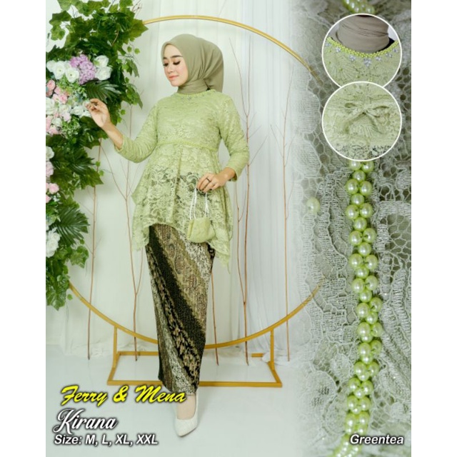 Set Kebaya Brokat Kinara Mix rok plisket/Kebaya kondangan Kebaya Busui/Tunik muslim