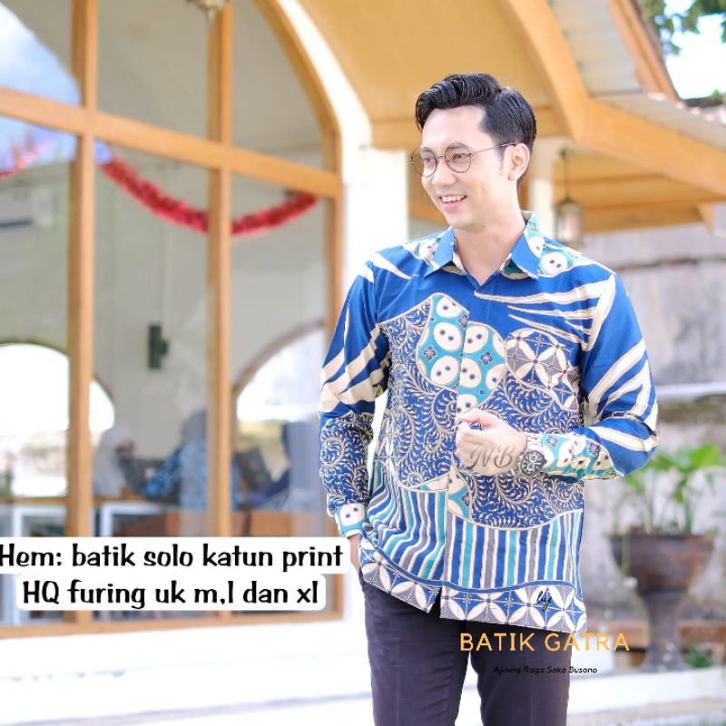 Kemeja Batik Pria Lengan Panjang Kawung Ngawur Lapis Furing