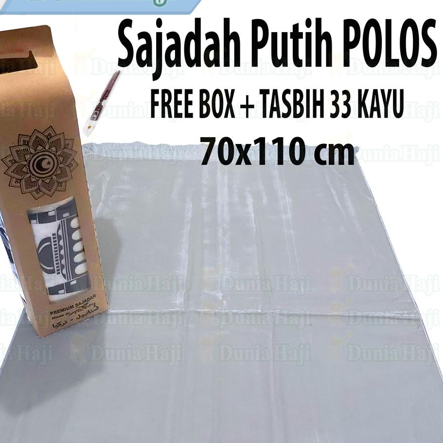 ❃ Sajadah Putih Polos Import Turki Besar Tebal Bludru Turkey Ekslusive ➢