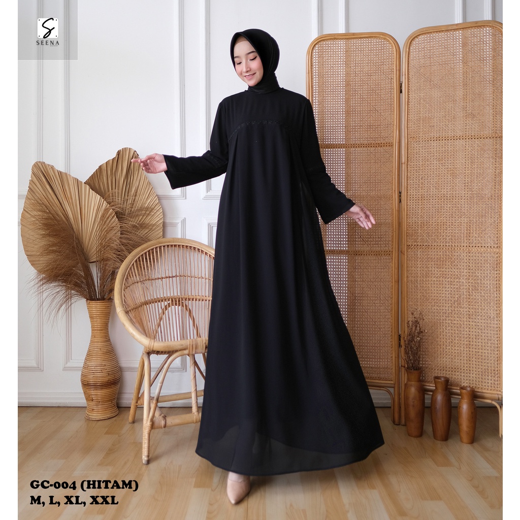 Seenaoutfit - GC 04 HITAM BAJU GAMIS PUTIH WANITA BRUKAT GAMIS PUTIH CERUTI JUMBO TERLARIS BAJU LEBA