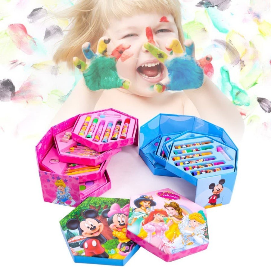 

READY Crayon Set Karakter 4in1 Isi 46pcs - Crayon set segi 6 enam 46pcs