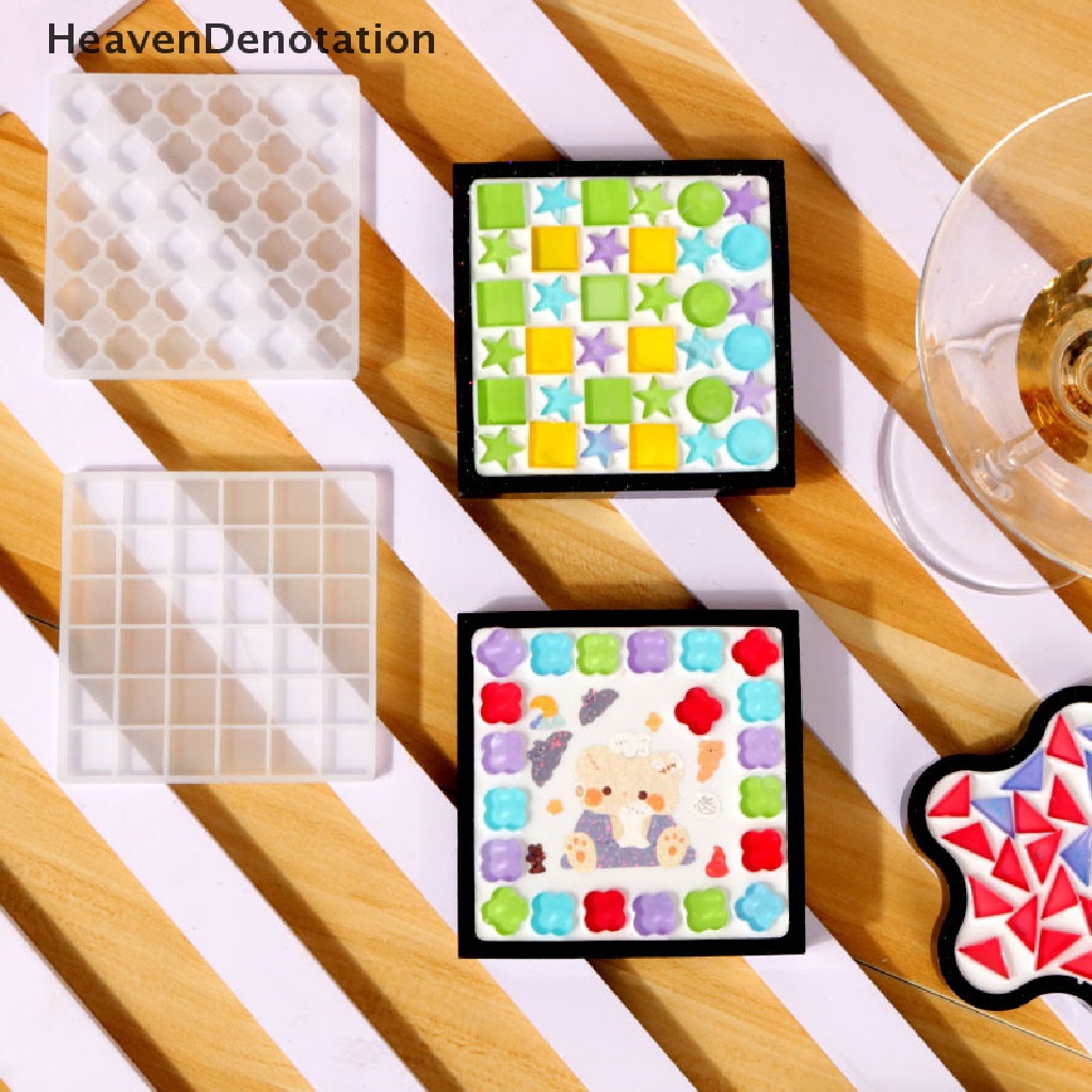 [HeavenDenotation] Mosaic Patch Mold Multi Style Untuk Epoxy Resin Making Coaster Cetakan Resin Silikon Coaster Cetakan Untuk Resin DIY Perhiasan Tray Mold HDV