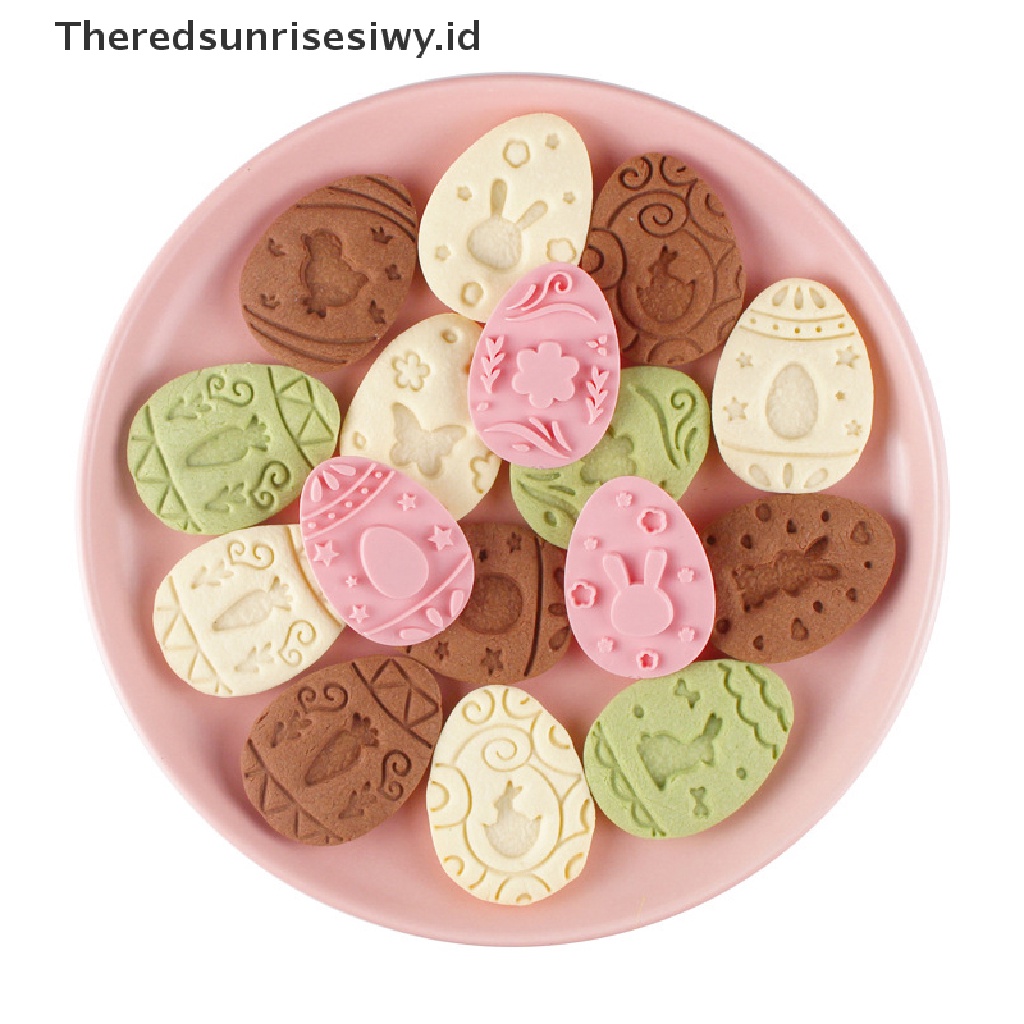 # Baju Lebaran # 9pcs Cetakan Biskuit Kelinci Paskah Plastik Bunny Egg Cookie Cutter Stamp Embosser Pesta Paskah Fondant Kue Baking Dekorasi Tools~