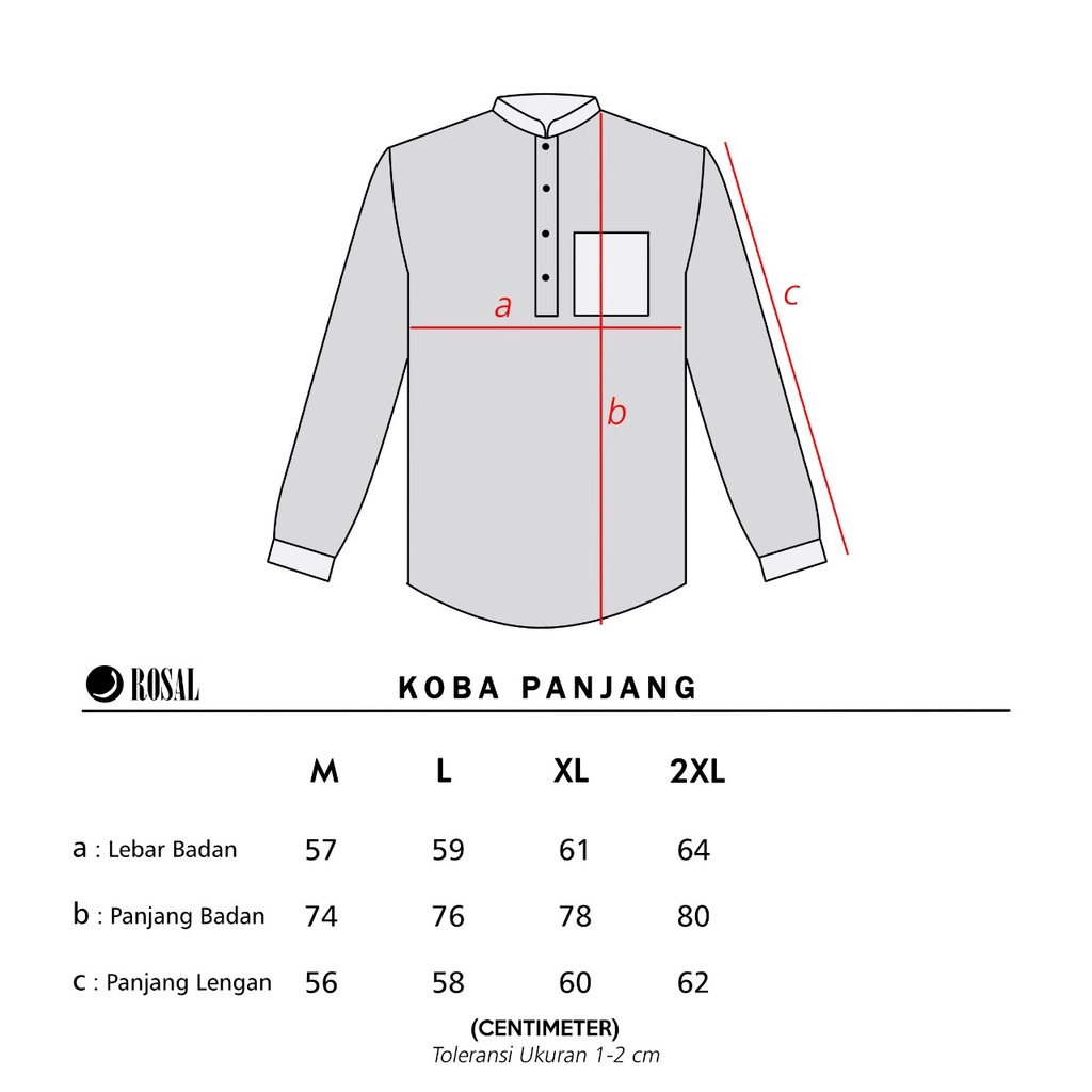 Charyatink - ROSAL KOBA Baju Koko Pria Lengan Panjang Basic