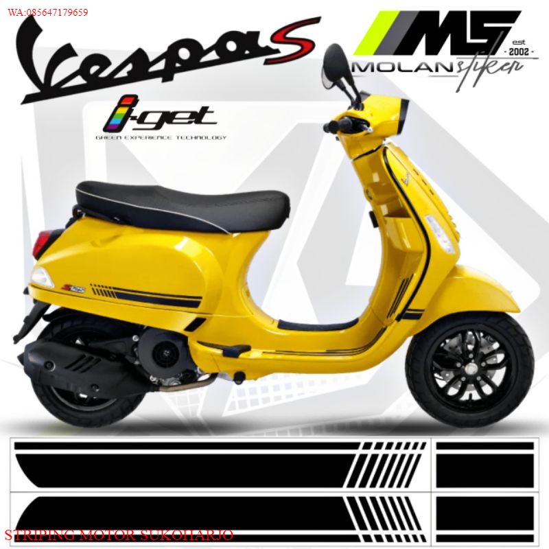 (PREMIUM) Cutting Sticker Striping Variasi Vespa S 125 & Vespa Lx 125 (Vespa S 125 iget - Vespa 125 