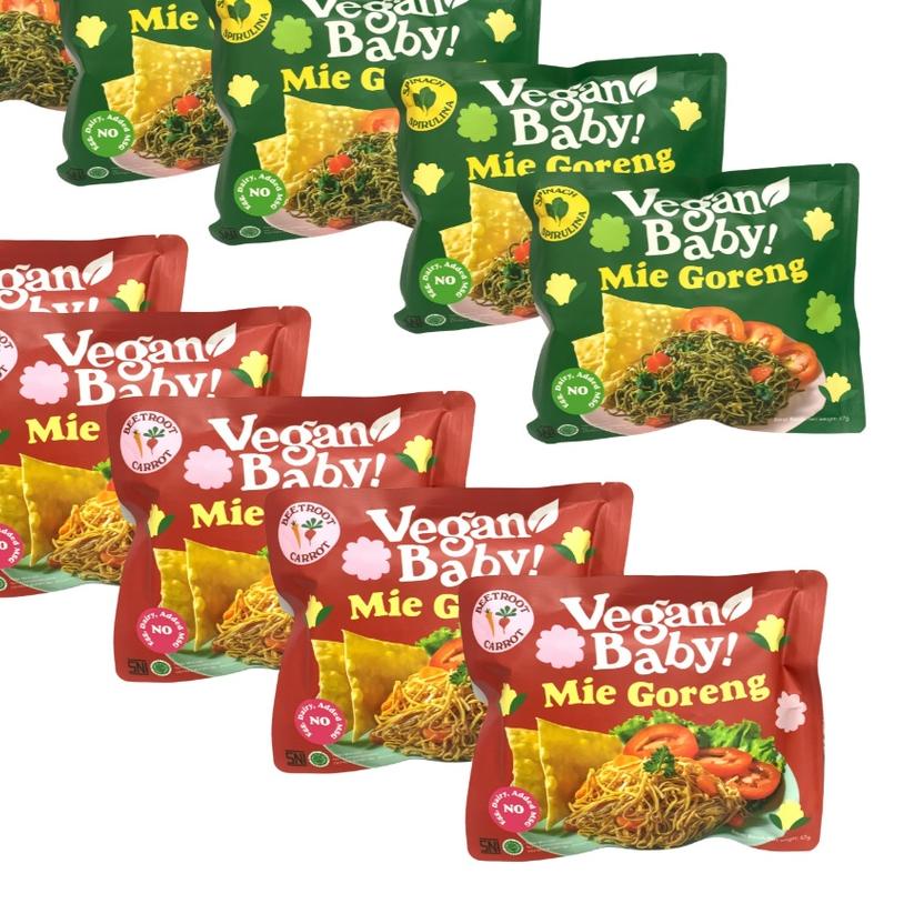 

☂ Vegan Baby mie goreng instant bayam spirulina Wortel Beet 10Pcs ✦