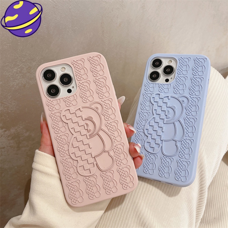 IPHONE Soft Case Beruang Kekerasan 3D Untuk Iphone14 13 12 11 Pro Max 14Plus Casing Belakang Silikon Kartun