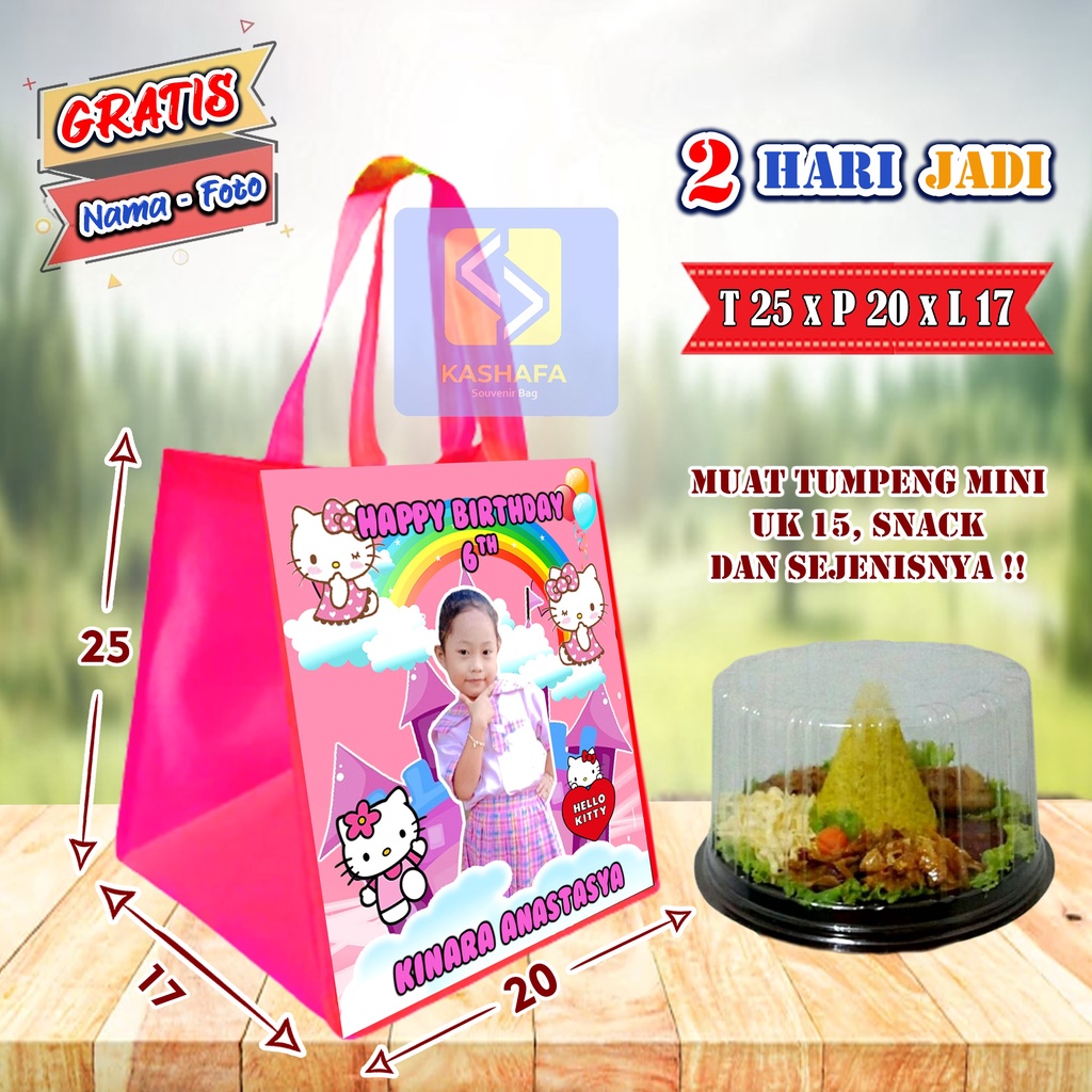 

Tas Ulang Tahun Muat Tumpeng Mini / Tas Ulang Tahun Karakter Custom Nama dan Foto / Tas Ulang Tahun Bingkisan Snack / Tas Ulang Tahun Custom / Tas Ulang tahun Hello Kitty Gratis Nama dan Foto / Tas Ulang Tahun Murah