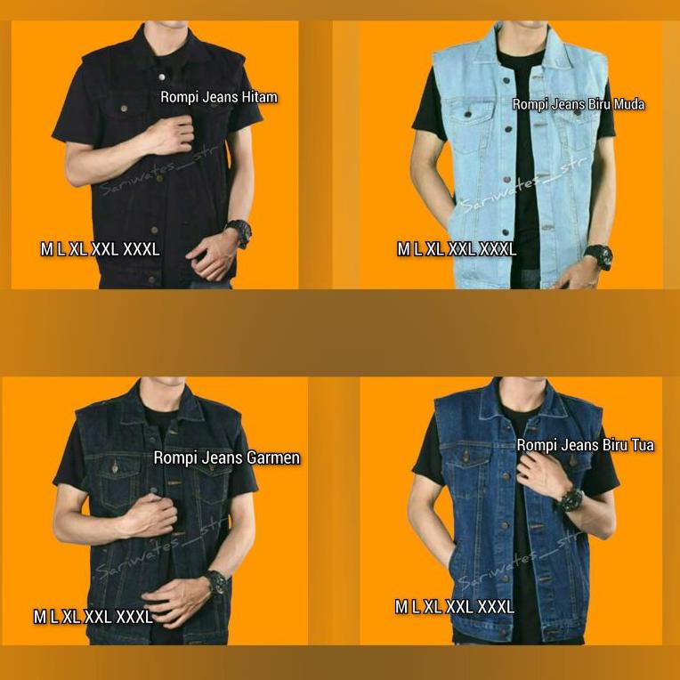 Sale Terbatas ROMPI JEANS JUMBO XXL XXXL HITAM BIRU MUDA TELUR ASIN DARK NAVY BLUE DONGKER GREY VEST
