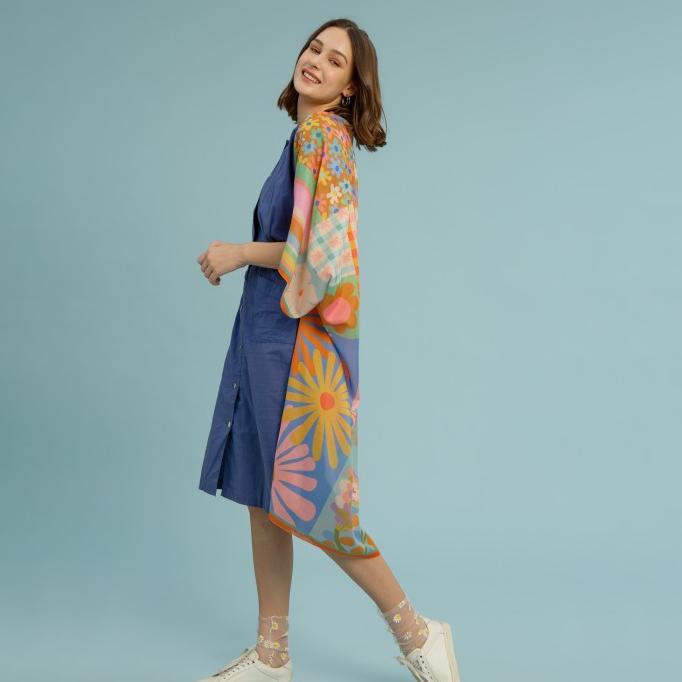 SALE NOW CARDIGAN MUSLIM SCARFT OUTER - FLOWER BRICKS BERKUALITAS