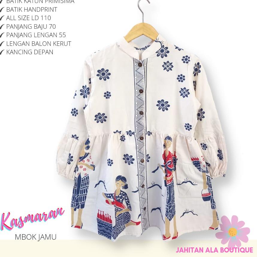 New Stock Blus kasmaran mbok jamu batik solo batik karakter atadan kerja blus wanita