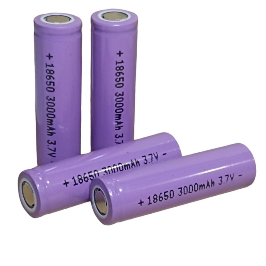 Baterai 18650 Li-ION 3.7V - 3000mAh  Warna UNGU Paket 4pcs Flat Top