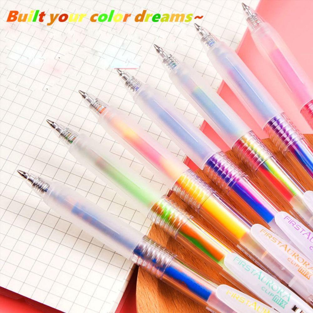 Agustin Press Gradient Gel Pen Kawaii 0.5mm Hand Akun Alat Tulis Siswa Sekolah Perlengkapan Kantor Untuk Anak Anak Menulis Pena Gambar