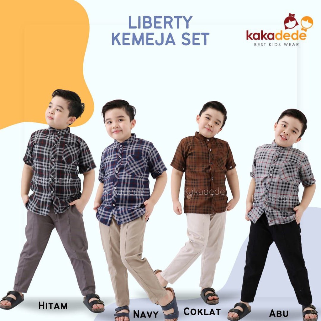 Setelan Kemeja Anak Laki Laki Umur 2 - 6 Tahun Set Kemeja Liberty by Kakadede