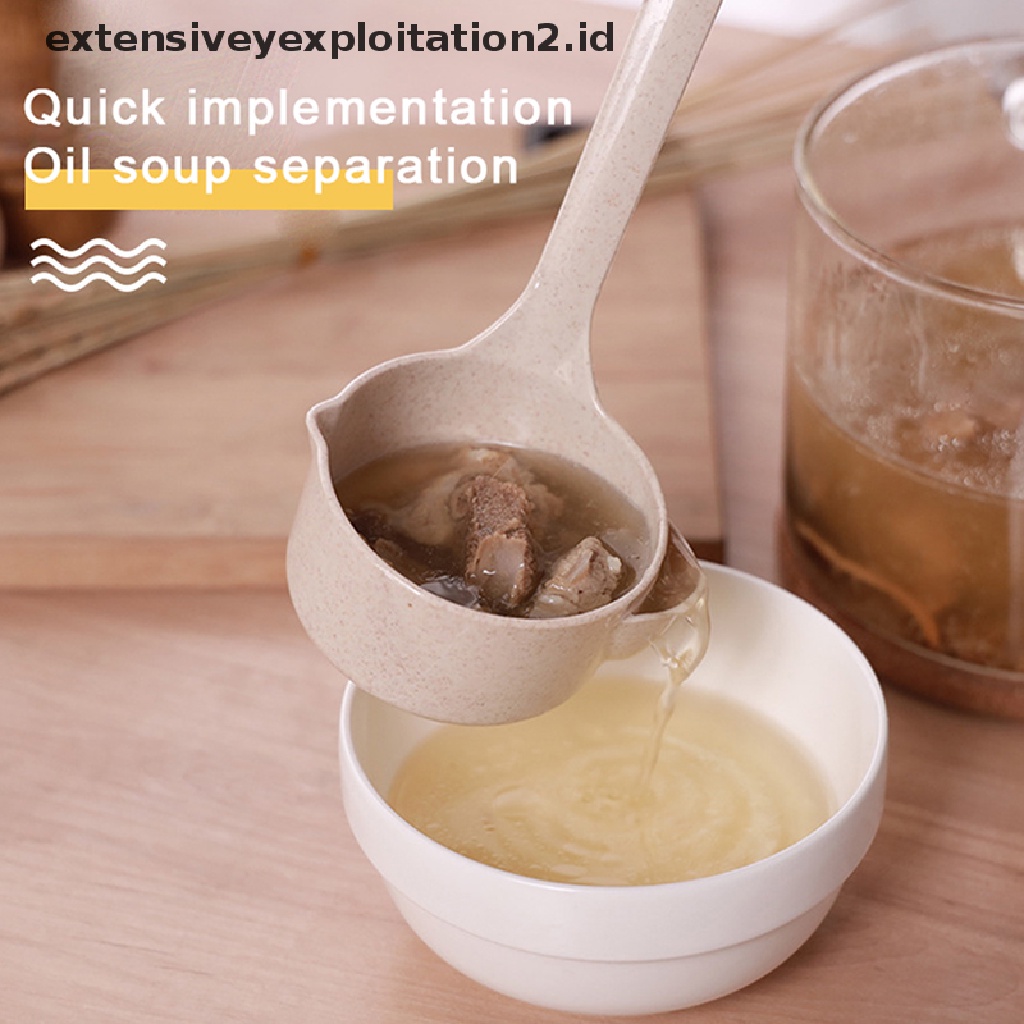 {NEW} 1pc Sendok Sup Gagang Jerami Gandum Sendok Pemisah Minyak Sup Colander Spoon.