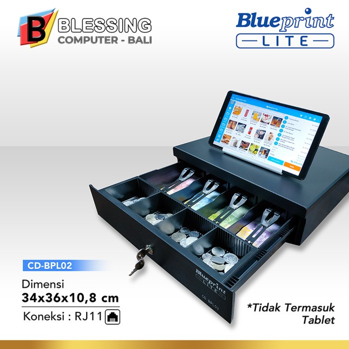 

[[JNT COD]] CASH DRAWER BLUEPRINT CD-BPL02 (34x36x10.8Cm) / cashdrawer BLUEPRINT