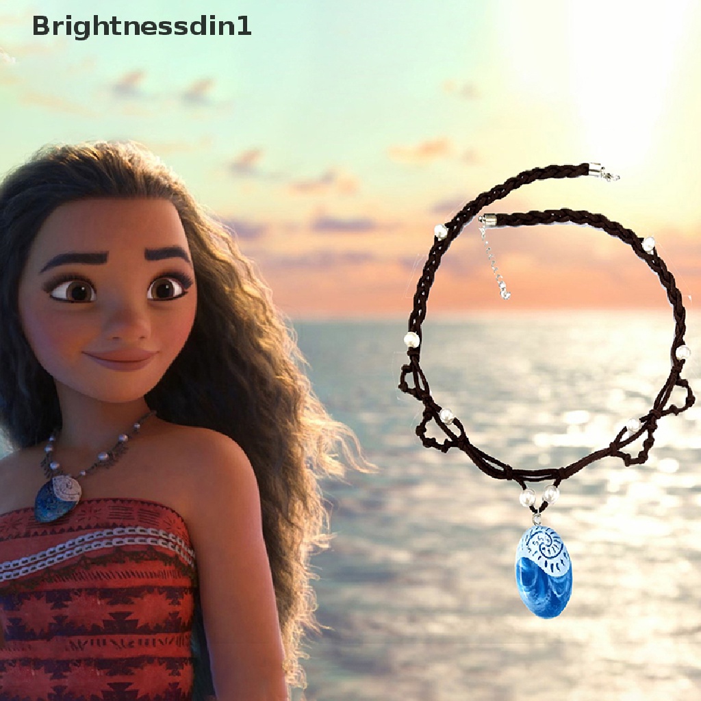 [Brightnessdin1] Romance Blue Stone Pendant Necklaces Polynesia Ocean Princess Moana Necklace Butik