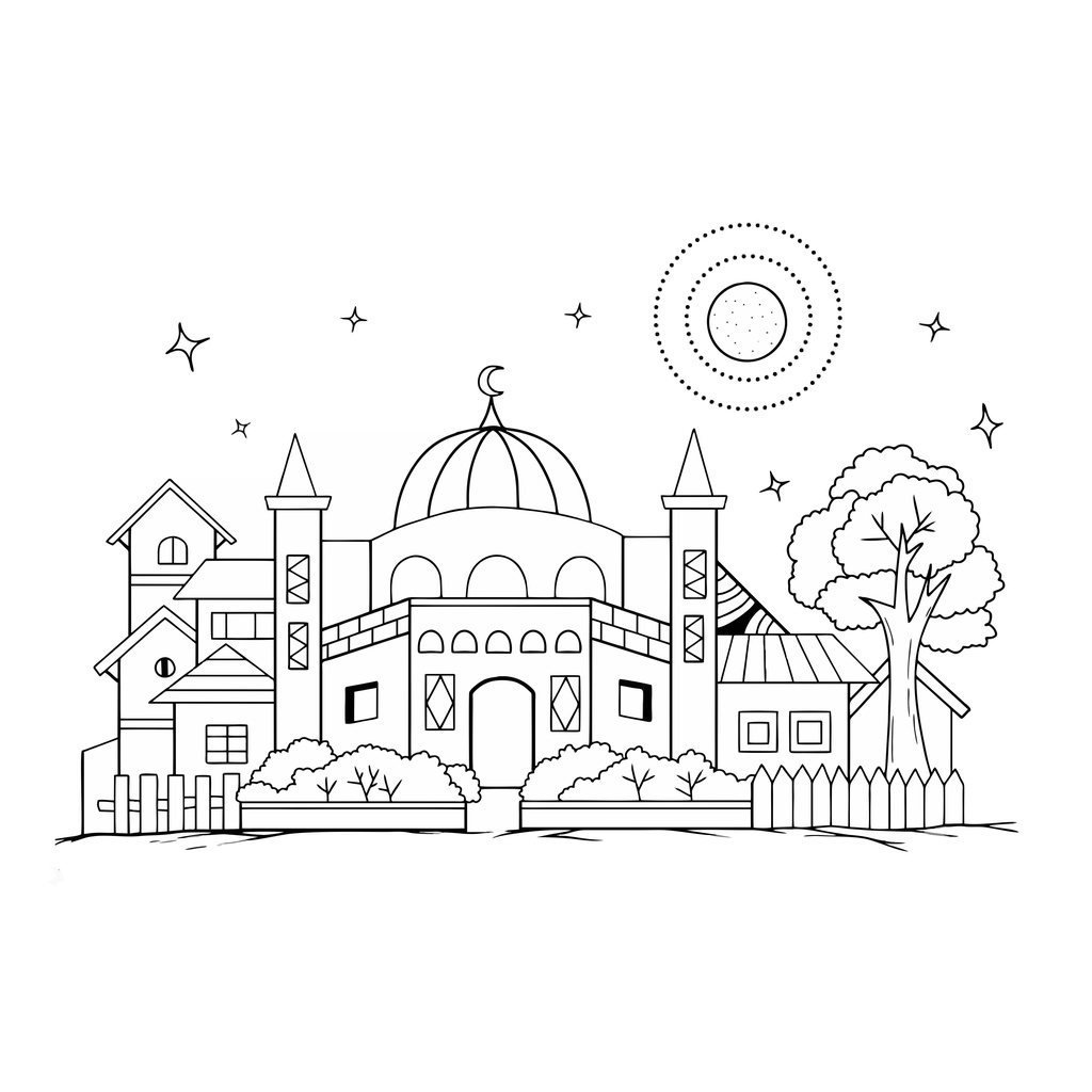 

Gambar Mewarnai ~ ISLAMI MASJID / Seketsa Lukis / Drawing Sketch / Sketsa Menggambar A4 (Bukan Buku) ANAK TK PAUD SD
