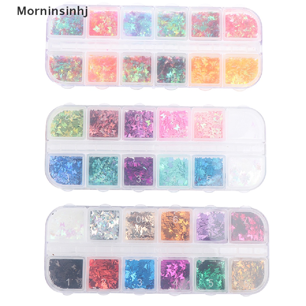 Mornin Sparkly Butterfly Nail Sequin Mix Glitters Flakes Slices Art Dekorasi Tips id